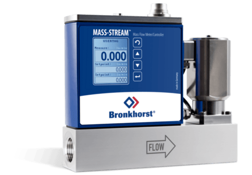 Mass-stream flow meter eller controller med separat ventil og display for måling og sette setpunkt direkte.