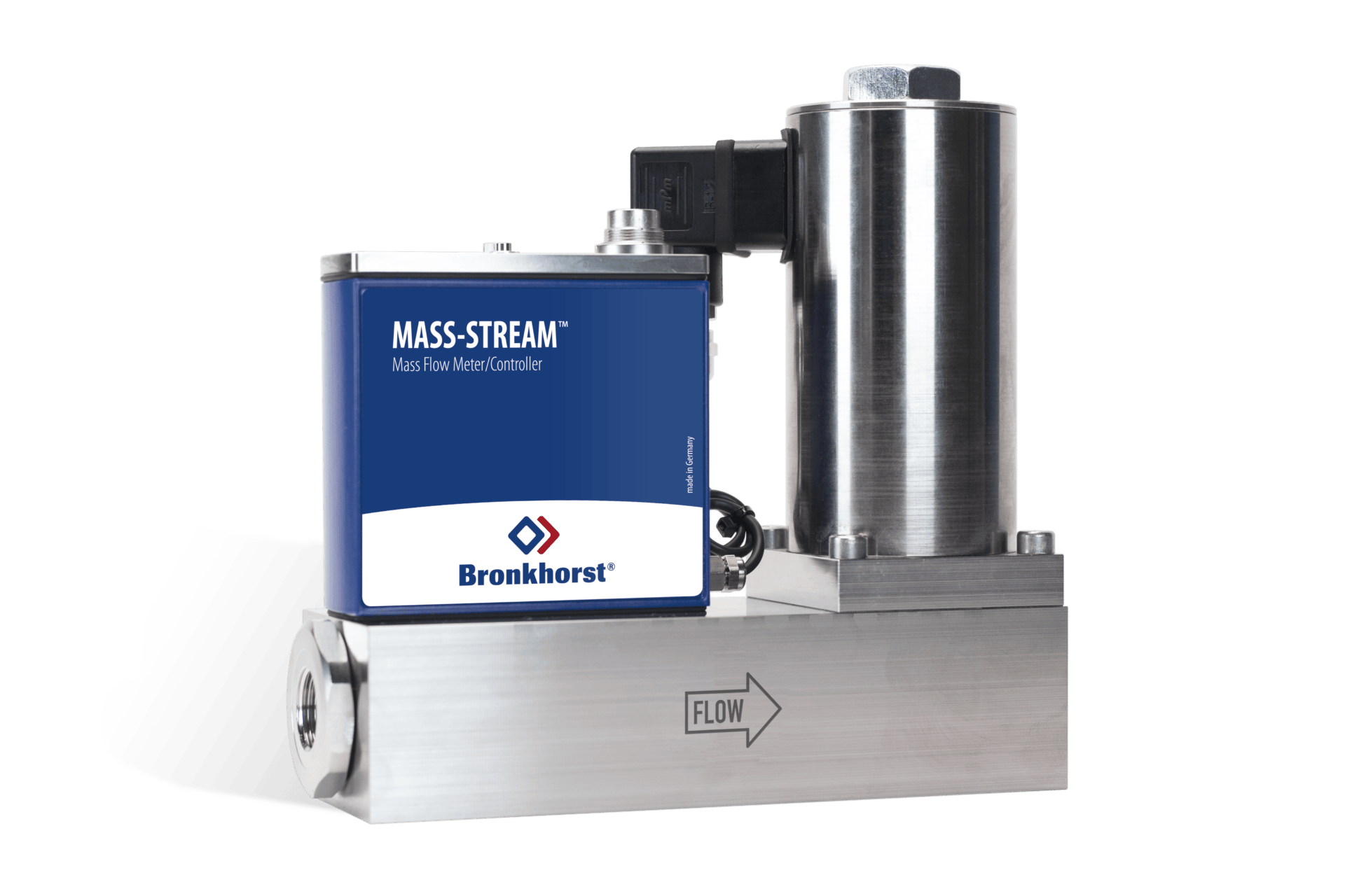 Mass-stream flow controller med IP65 for høy kapasitet og med lavt trykktap, separat ventil.