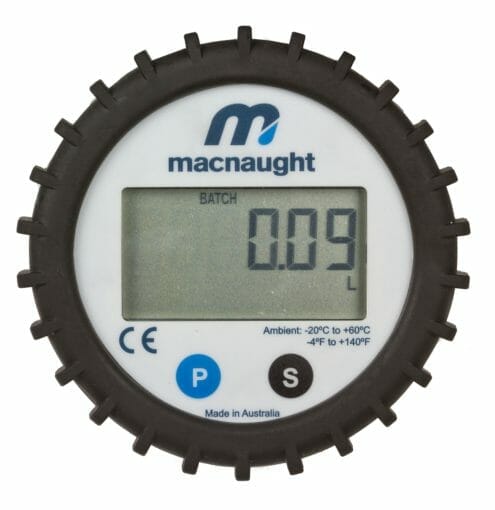 Digitalt display 12 mm som viser flowen gjennom måleren. Robust. Enkle trykknapper for navigering.