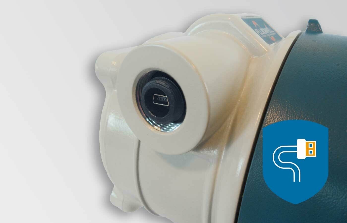 Fluidwell tar i bruk enkel kommunikasjon mulighet med dette displayet, har den en USB port tilgjengelig for lett tilkobling.