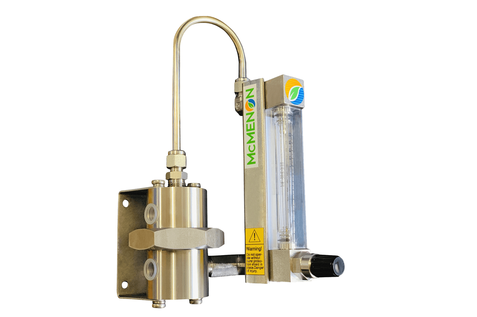 Enkelt snap-in variabelt area (VA) rotameter med regulator for jevn strøm av ulike væsker eller gasser.