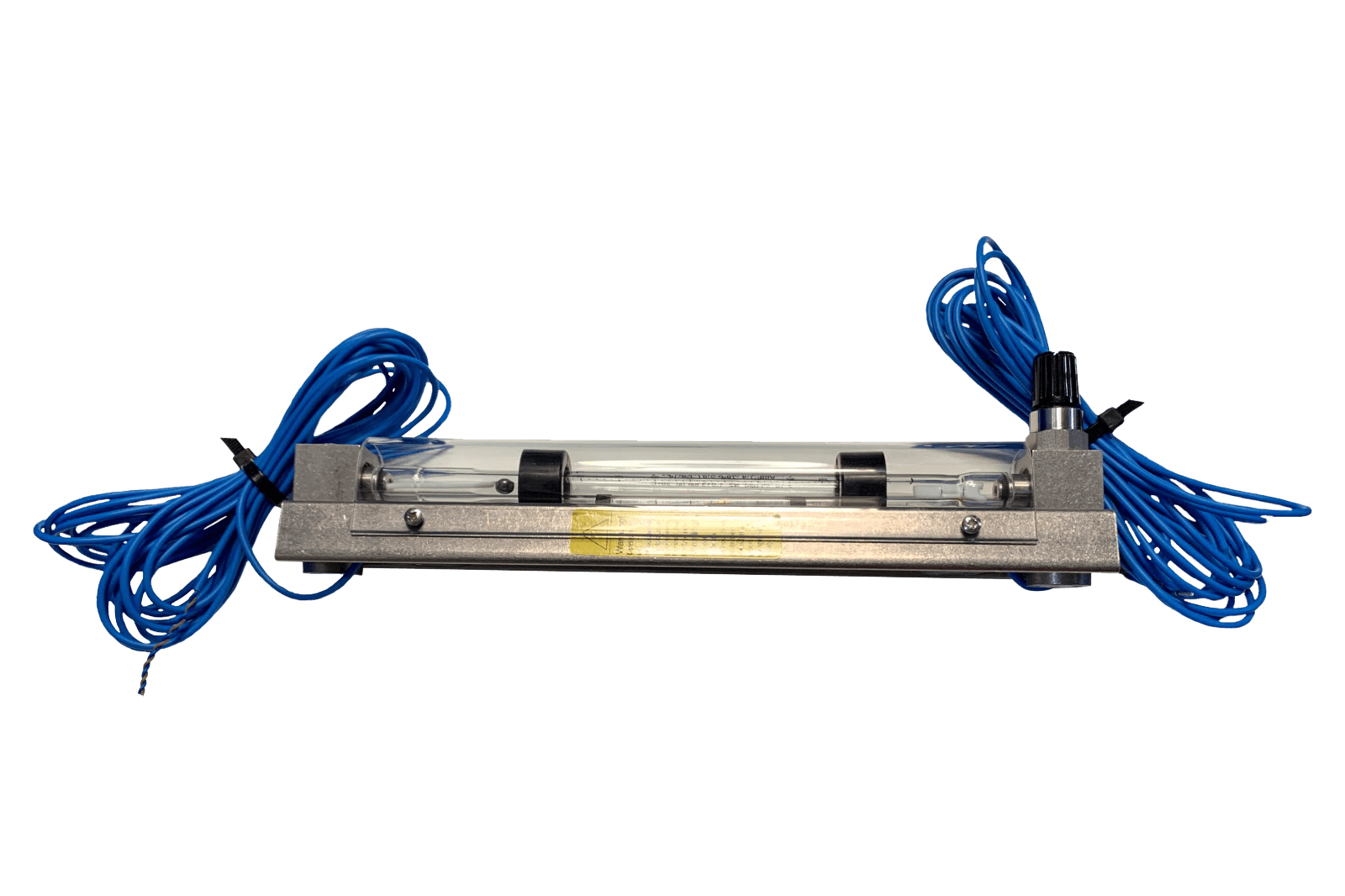 Enkelt snap-in variabelt area (VA) rotameter med høy og lav alarm installert for måling av ulike væsker eller gasser.